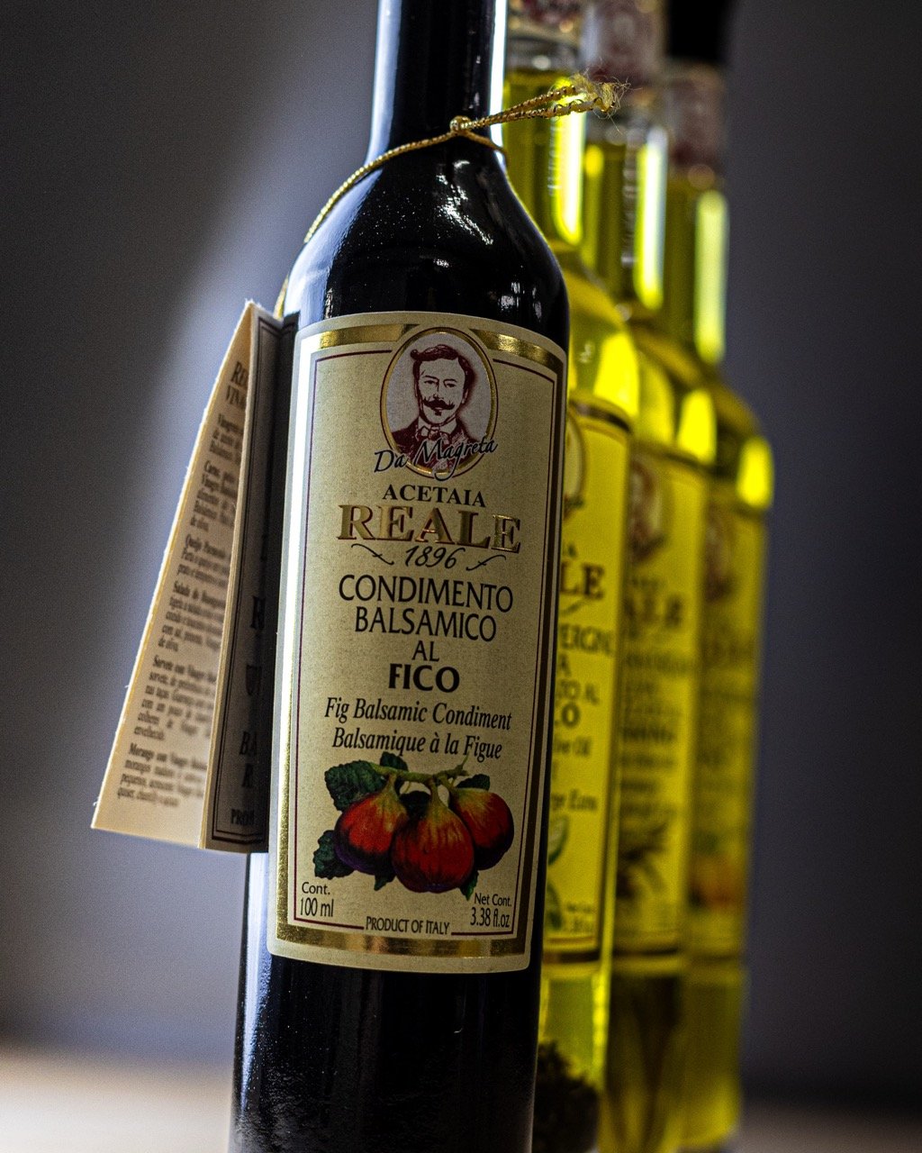A bottle of artisan olive oil.